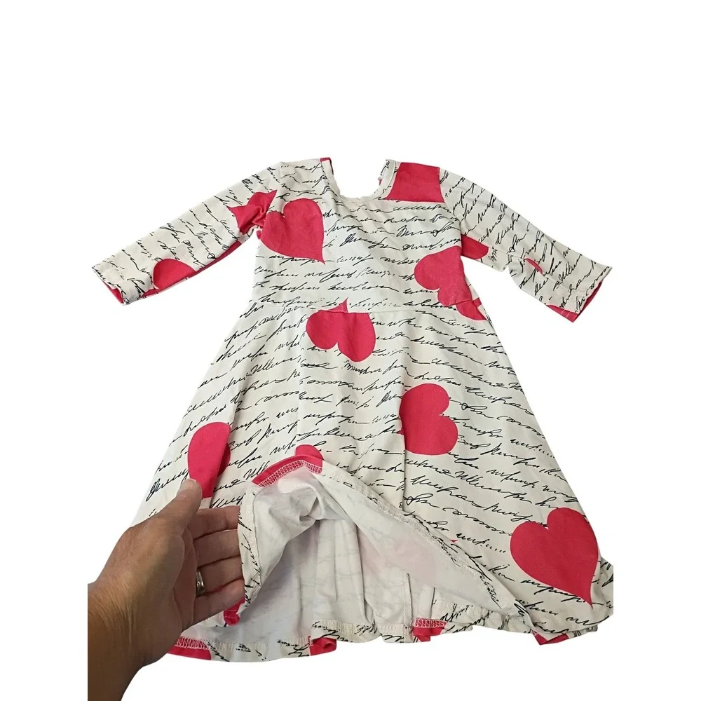 BMG Toddler Girls Valentine Heart & Leopard Print Dress‎ Set with Bows 2T 3T